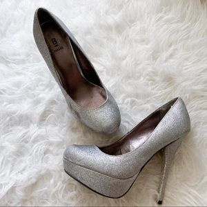 Bakers Silver Glitter High Heel
